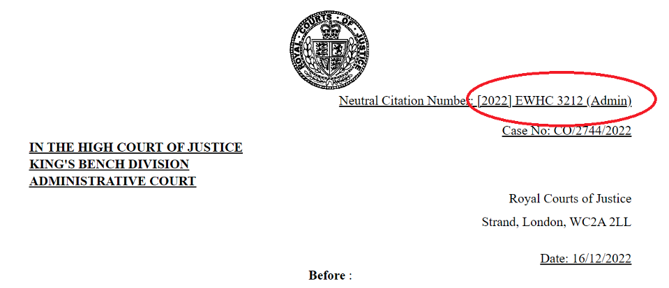 An example of a neutral citation number that been formatted correctly